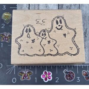 Stamp Affair Ghost Trio Halloween Rubber Stamp Wood #U29